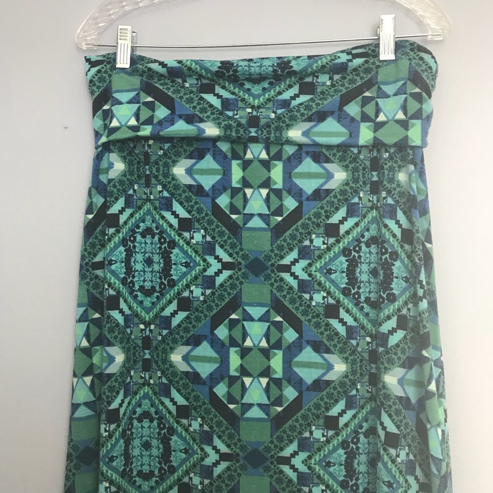 Blue and Green Kaleidoscope Maxi Skirt - Medium